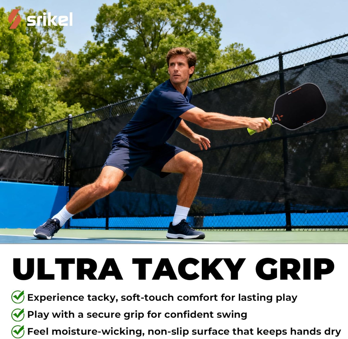 Srikel Tacky Pickleball Overgrips — Black & White 6-Pack
