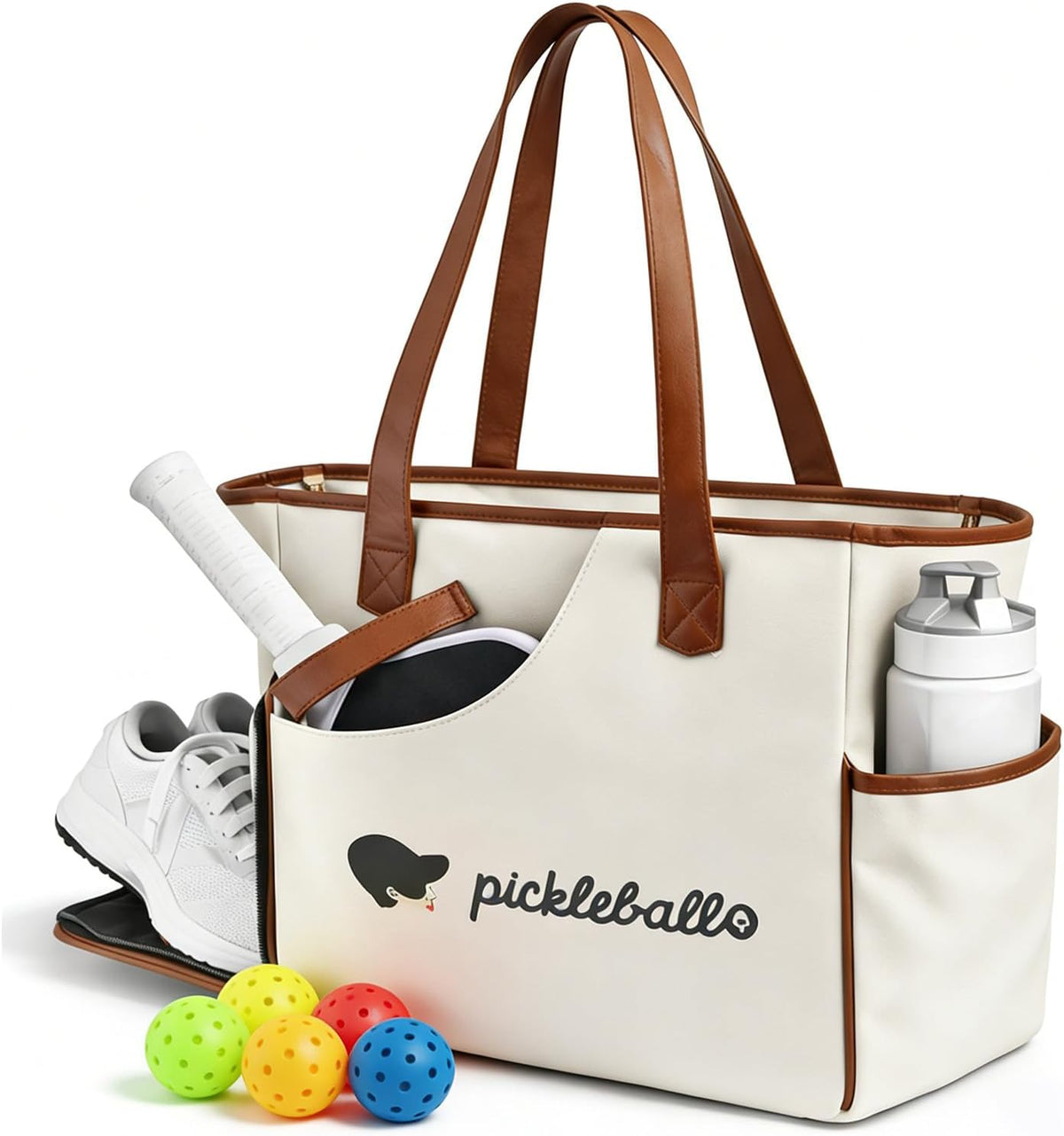Pickleball Bags for Women, with Shoe Compartment, PU Leather