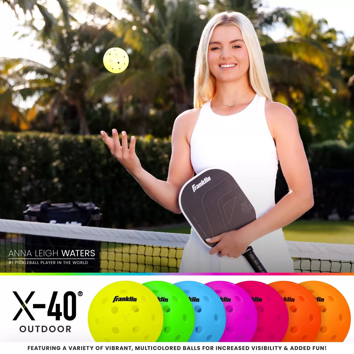 Franklin X-40 Outdoor Pickleballs — Neon 6-Pack
