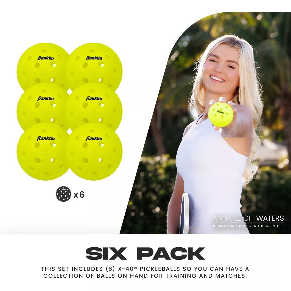 Franklin X-40 Outdoor Pickleballs — Neon 6-Pack