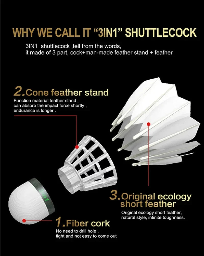 Kawasaki KING KONG 500 / 700 – 3 in 1 Feather Badminton Shuttlecocks