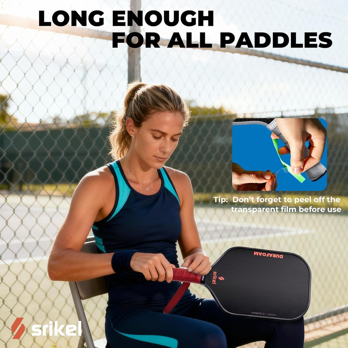 Srikel Tacky Pickleball Overgrips — Black & White 6-Pack