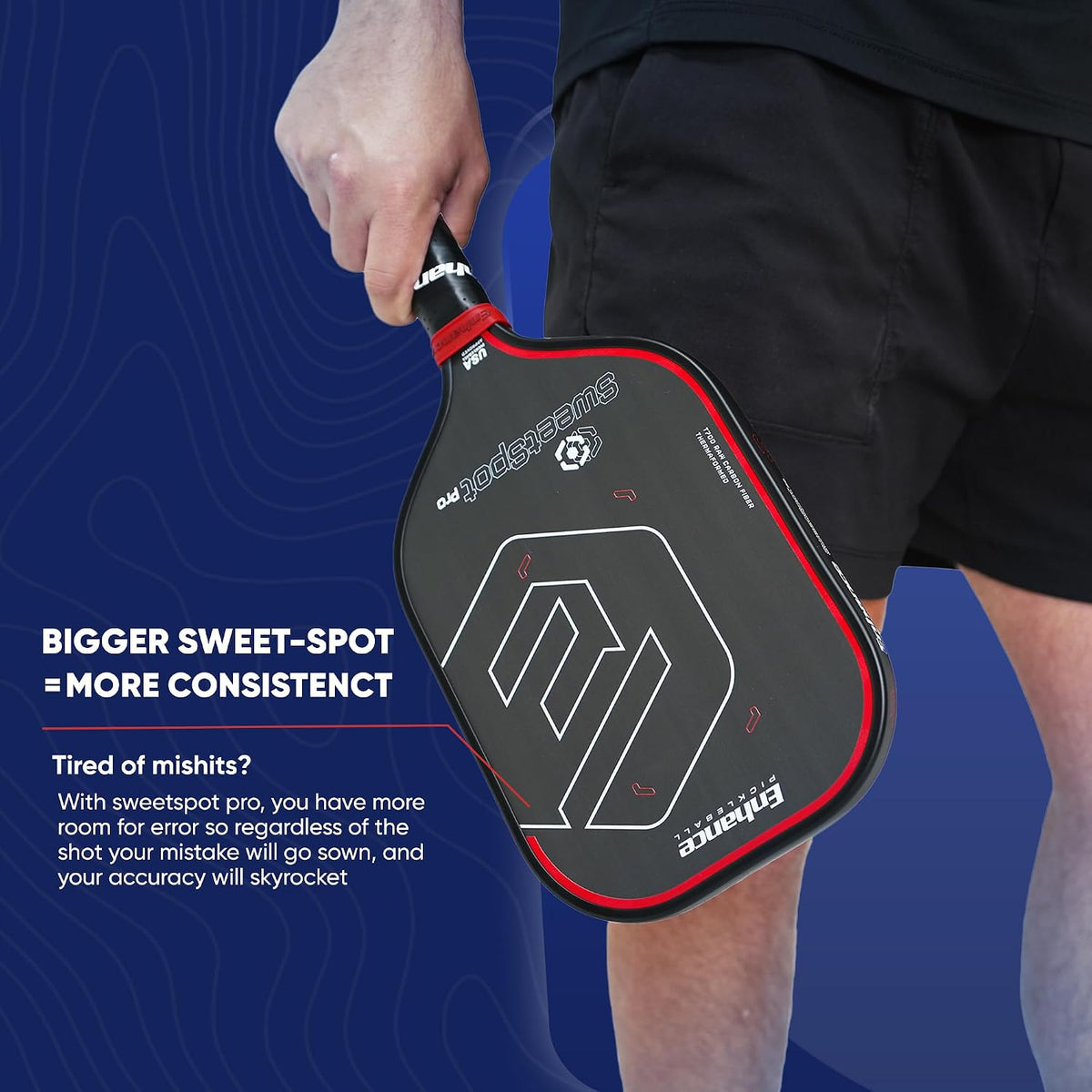 Sweetspot Pro Paddle – Carbon Fiber Pickleball Racket W/Foam-Injected Edges for Max Sweetspot – Highest USAPA Approved Grit – Designed by #1 Coach (Classic)