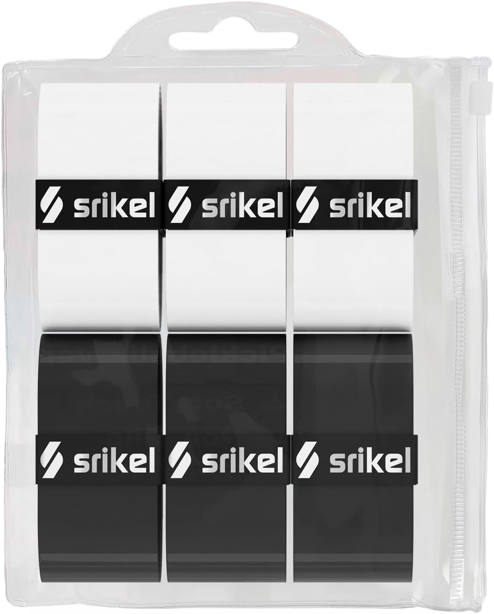 Srikel Tacky Pickleball Overgrips — Black & White 6-Pack