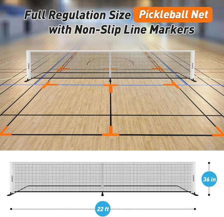 Portable 22 ft Pickleball Net — Regulation Size with Carry Bag
